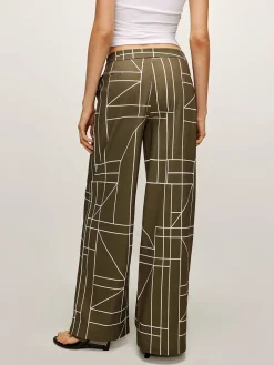 COMMENSE Pants|Matching Sets^Printed Wide-Leg Pants Green