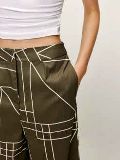 COMMENSE Pants|Matching Sets^Printed Wide-Leg Pants Green
