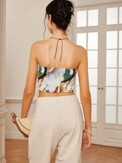 COMMENSE Tank Tops & Camis^Printed Wrap Tank Top Multicolor