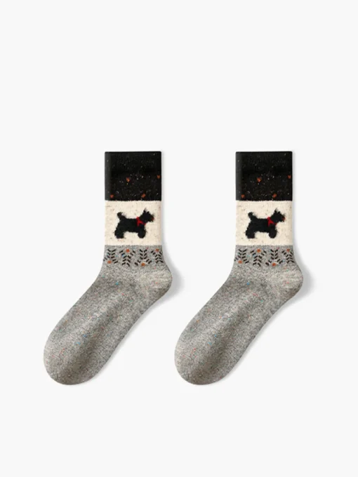 COMMENSE Socks & Tights|Accessories^Puppy Pattern Wool Socks Khaki