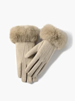 COMMENSE Accessories^Rabbit Fur Wrist Cashmere Gloves Khaki