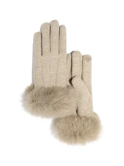 COMMENSE Accessories^Rabbit Fur Wrist Cashmere Gloves Khaki