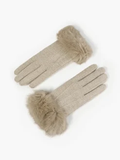 COMMENSE Accessories^Rabbit Fur Wrist Cashmere Gloves Khaki