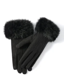 COMMENSE Accessories^Rabbit Fur Wrist Cashmere Gloves Khaki