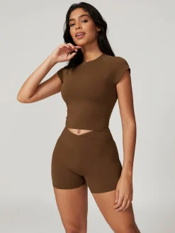 COMMENSE Activewear^Recycled Quick-Drying Active Top DarkBrown