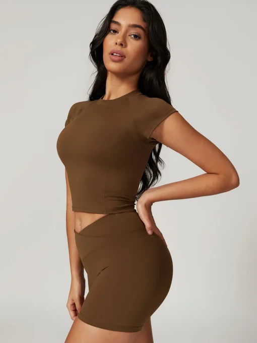 COMMENSE Activewear^Recycled Quick-Drying Active Top DarkBrown