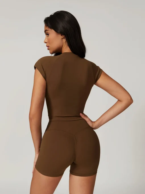 COMMENSE Activewear^Recycled Quick-Drying Active Top DarkBrown