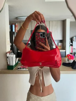 COMMENSE Bags|Accessories^Leather Shoulder Bag Red