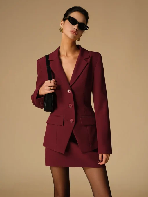 COMMENSE Skirts|Matching Sets^Regular A-Line Mini Skirt Without Belt Burgundy