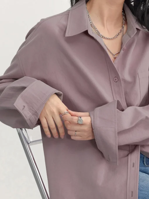 COMMENSE Blouses & Shirts|Tops^Relaxed Oversized Cotton Shirt Pink