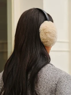 COMMENSE Hair Claws & Hats|Accessories^Retractable Rabbit Fur Earmuffs LightBrown