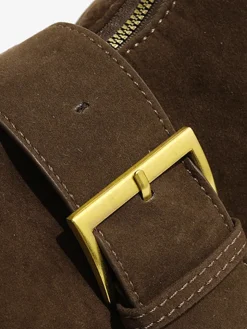 COMMENSE Bags|Accessories^Retro Buckle & Zipper Crescent Bag Brown