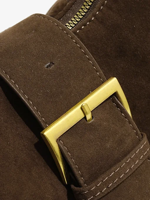 COMMENSE Bags|Accessories^Retro Buckle & Zipper Crescent Bag Brown
