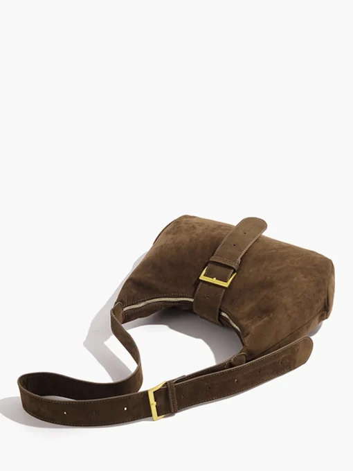 COMMENSE Bags|Accessories^Retro Buckle & Zipper Crescent Bag Brown