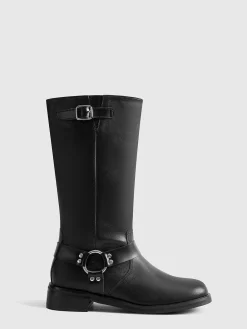 COMMENSE Shoes|Accessories^Retro Buckle Knight Boots Black
