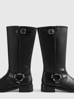 COMMENSE Shoes|Accessories^Retro Buckle Knight Boots Black
