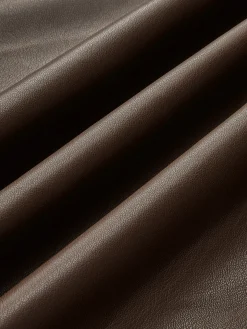 COMMENSE Skirts|Bottoms^Retro Pleated PU Leather Skirt DarkBrown
