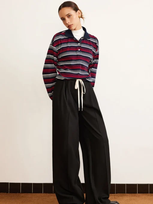 COMMENSE T-shirts|Tops^Retro Striped Polo T-Shirt Multicolor