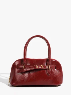 COMMENSE Bags|Accessories^Retro Top Handle Zipper Bag Burgundy