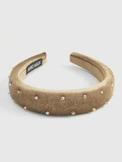 COMMENSE Hair Claws & Hats|Accessories^Retro Velvet Rhinestone Headband LightBrown