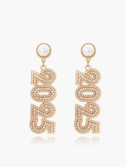 COMMENSE Earrings|Accessories^Rhinestone 2025 New Year Drop Earrings Gold
