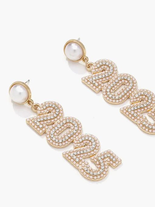 COMMENSE Earrings|Accessories^Rhinestone 2025 New Year Drop Earrings Gold