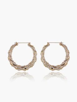 COMMENSE Earrings|Accessories^Rhinestone Bamboo Hoop Earrings Gold