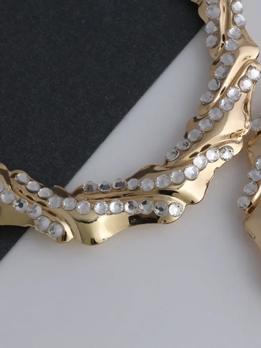 COMMENSE Earrings|Accessories^Rhinestone Bamboo Hoop Earrings Gold
