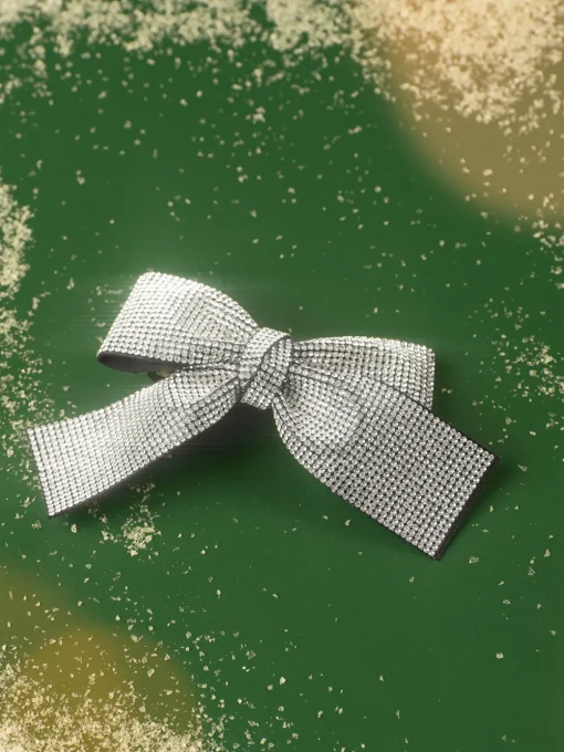 COMMENSE Hair Claws & Hats|Accessories^Rhinestone Bow Hair Clip Silver
