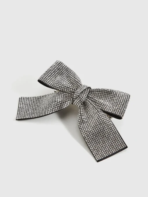 COMMENSE Hair Claws & Hats|Accessories^Rhinestone Bow Hair Clip Silver