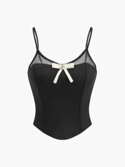 COMMENSE Tank Tops & Camis|Tops^Rhinestone Bow Petite Cami Top Black