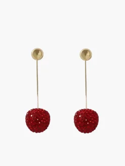 COMMENSE Accessories^Rhinestone Cherry Stud Earrings Red