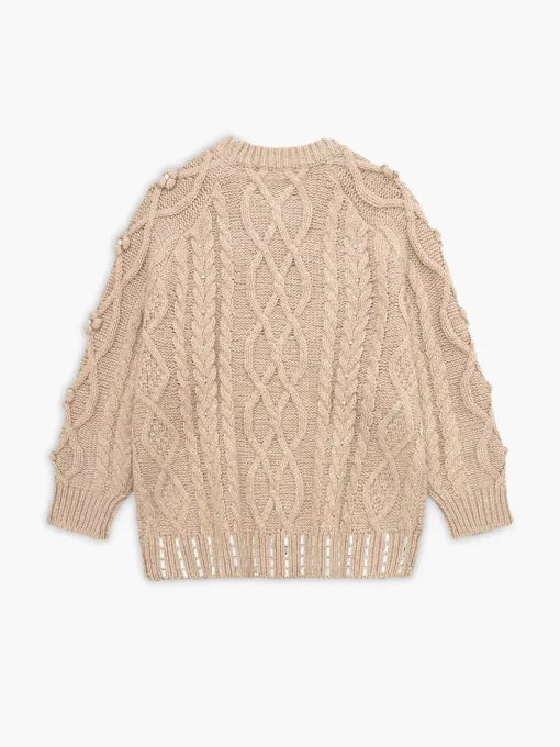 COMMENSE Sweater Tops|Sweaters & Cardigans^Rhinestone Pullover Twist Sweater Khaki