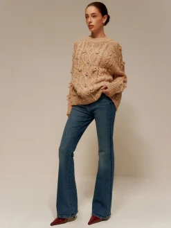 COMMENSE Sweater Tops|Sweaters & Cardigans^Rhinestone Pullover Twist Sweater Khaki