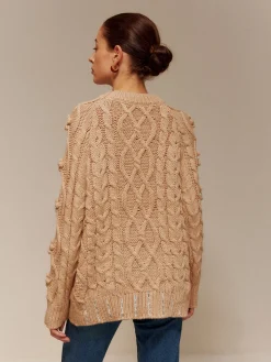 COMMENSE Sweater Tops|Sweaters & Cardigans^Rhinestone Pullover Twist Sweater Khaki