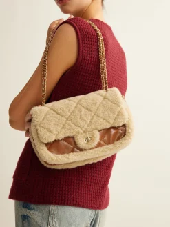 COMMENSE Bags|Accessories^Rhombic Plush Small Pillow Bag Brown