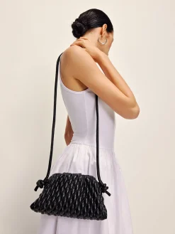 COMMENSE Bags|Accessories^Rhombus Clutch & Shoulder Dumpling Bag Black
