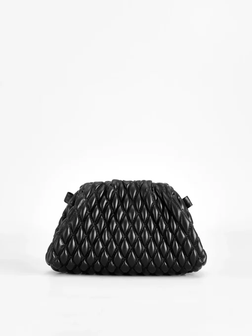 COMMENSE Bags|Accessories^Rhombus Clutch & Shoulder Dumpling Bag Black