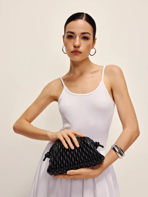 COMMENSE Bags|Accessories^Rhombus Clutch & Shoulder Dumpling Bag Black
