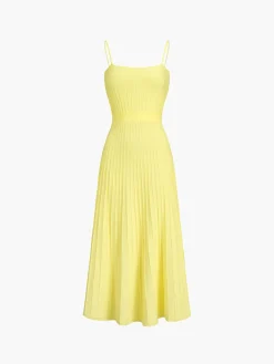 COMMENSE Sweater Dresses|Sweater Dresses^Rib Midi Sundress Yellow