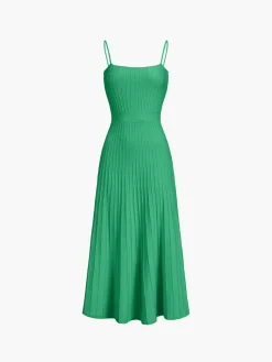 COMMENSE Sweater Dresses|Sweater Dresses^Rib Midi Sundress Yellow