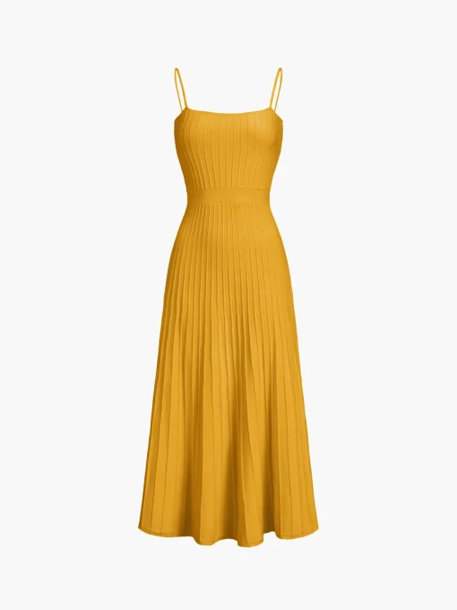 COMMENSE Sweater Dresses|Sweater Dresses^Rib Midi Sundress Yellow