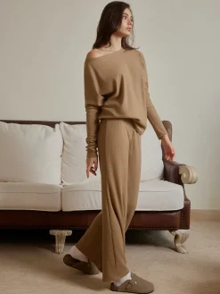 COMMENSE Pants Sets|Matching Sets^Ribbed Drawstring Shift Pants Set Camel