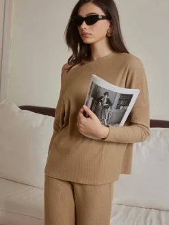 COMMENSE Pants Sets|Matching Sets^Ribbed Drawstring Shift Pants Set Camel