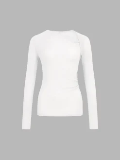 COMMENSE T-shirts|Knitwear^Ribbed Knit Long Sleeve Asymmetric Shirt Black