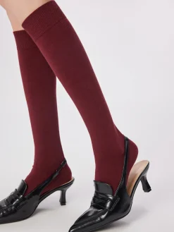 COMMENSE Socks & Tights|Accessories^Ribbed Soft-Touch Calf Socks Burgundy