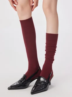 COMMENSE Socks & Tights|Accessories^Ribbed Soft-Touch Calf Socks Burgundy