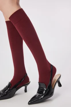 COMMENSE Socks & Tights|Accessories^Ribbed Soft-Touch Calf Socks Burgundy