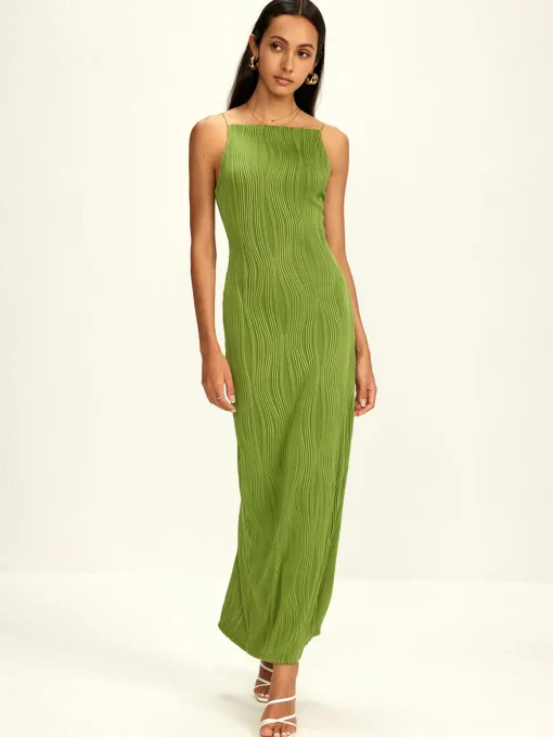COMMENSE Casual Dresses|Summer Dresses^Ribbed Split Bodycon Cami Dress Green