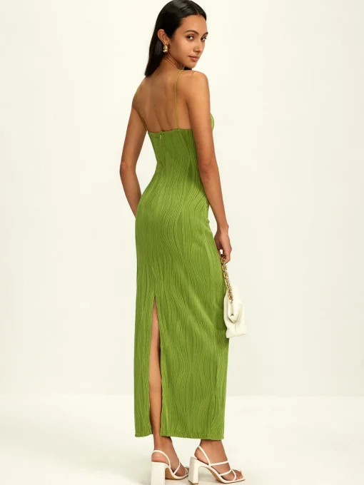 COMMENSE Casual Dresses|Summer Dresses^Ribbed Split Bodycon Cami Dress Green